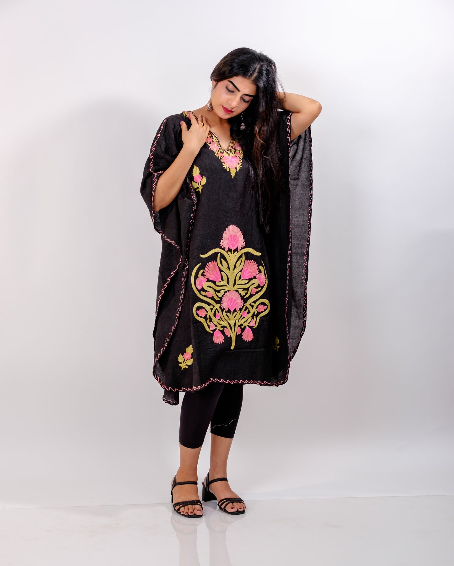 Black Kashmiri Kaftaan