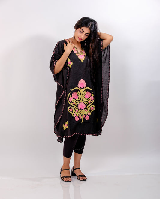 Black Kashmiri Kaftaan