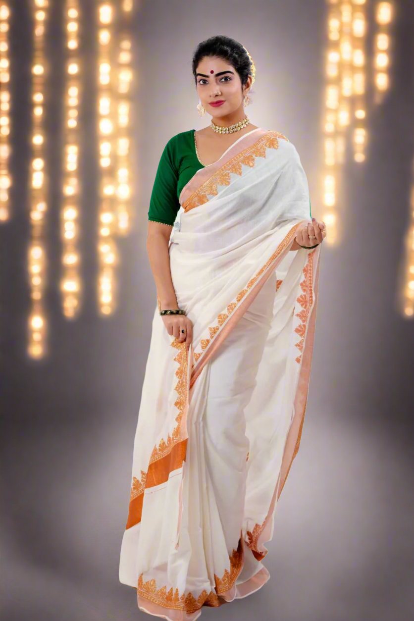 Kashmiri zari Onam saree