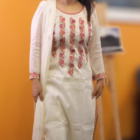 Silk suit stitched