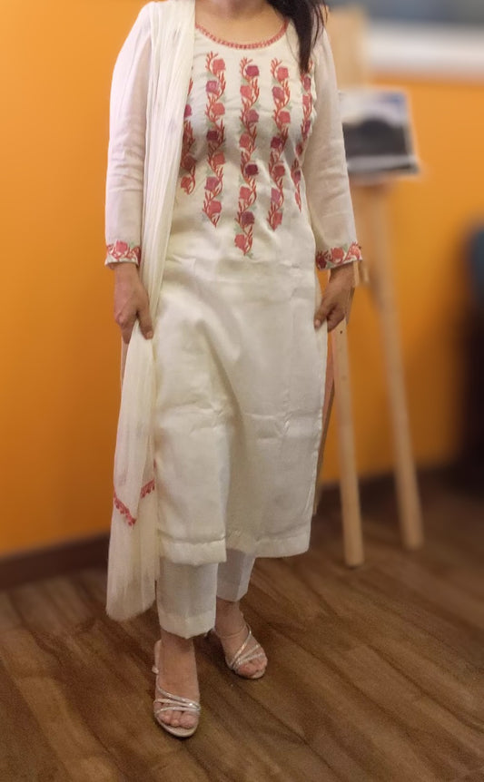 Silk suit stitched
