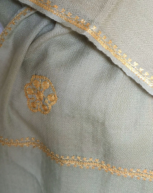 Pistachio Pashmina Kashmiri Stole-Zariwork