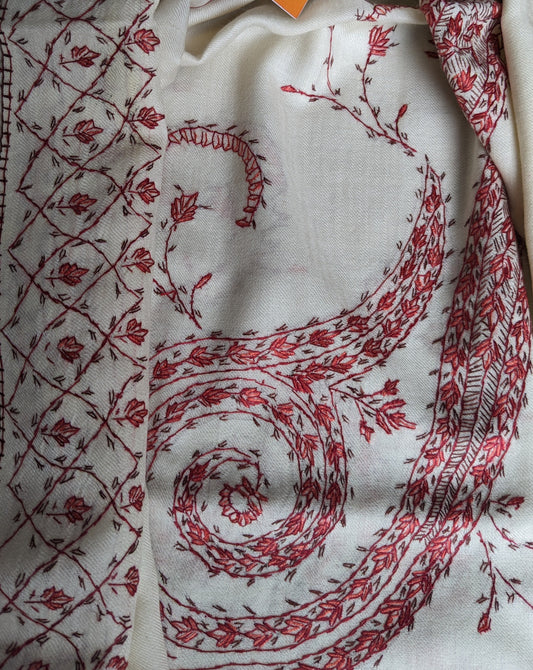 Cream Cashmere Jalidar Kashmiri Shawl