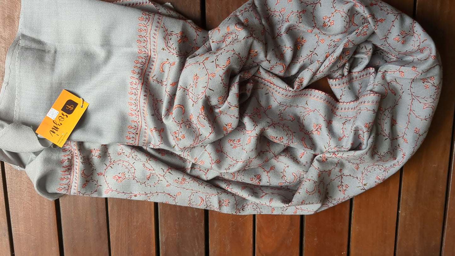 Gray Cashmere Jalidar Shawl