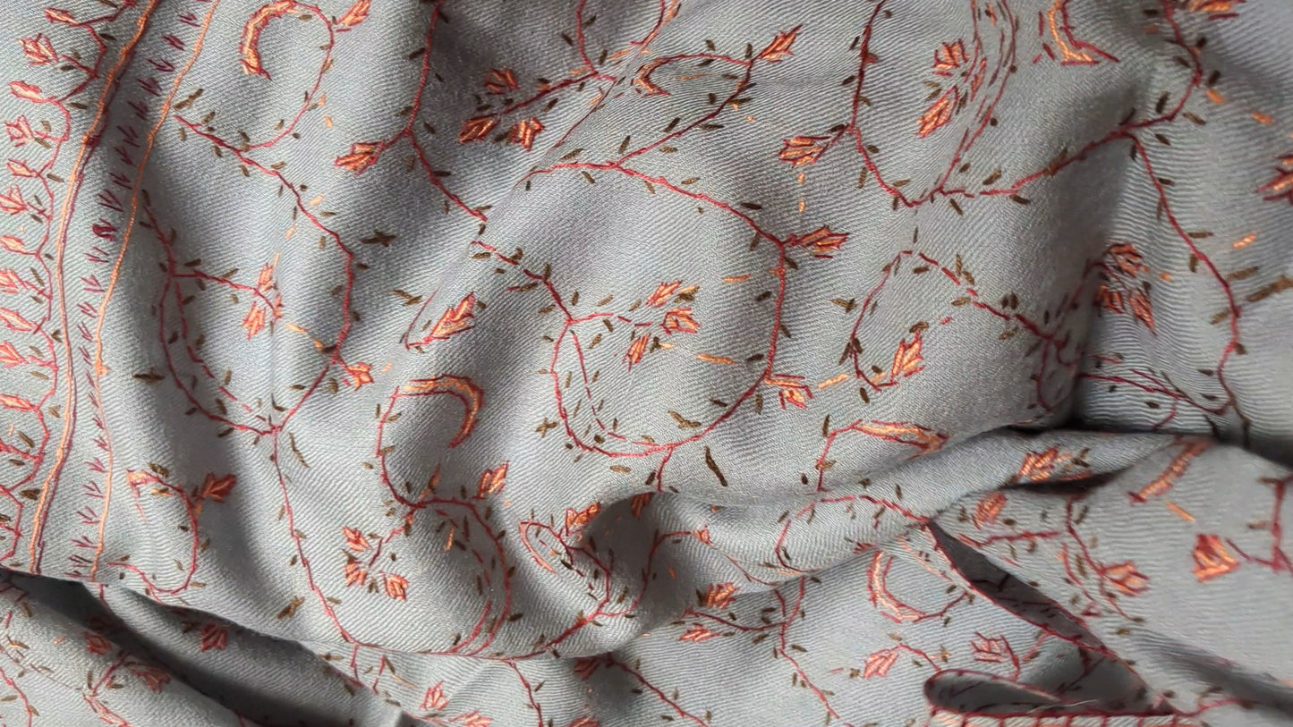 Gray Cashmere Jalidar Shawl