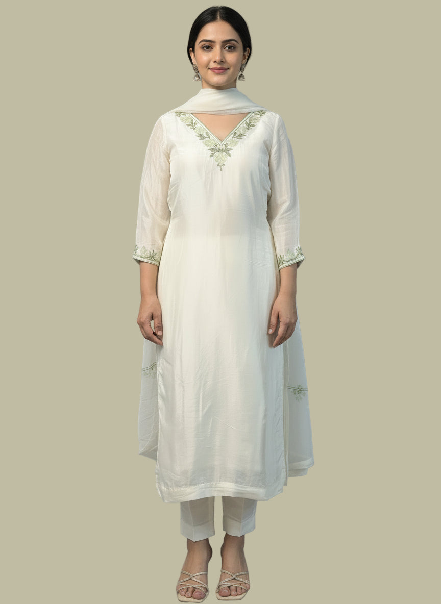 Kashmiri Aariwork Silk Salwar suit
