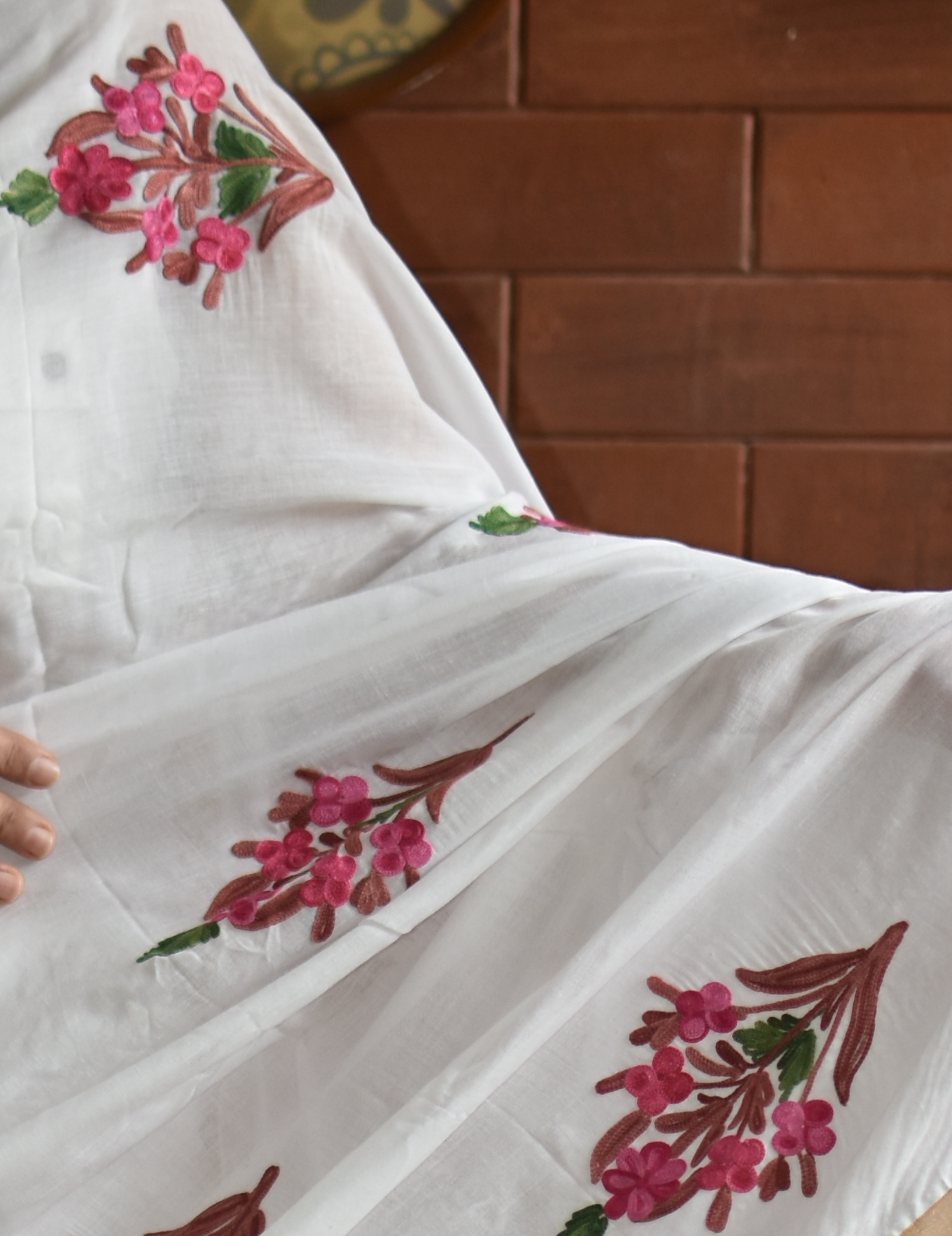 Pink Aariwork Saree
