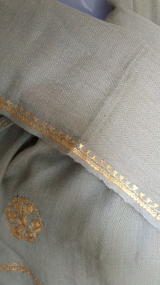 Pistachio Pashmina Kashmiri Stole-Zariwork