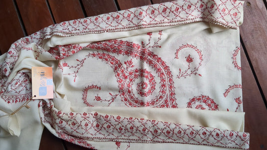 Cream Cashmere Jalidar Kashmiri Shawl