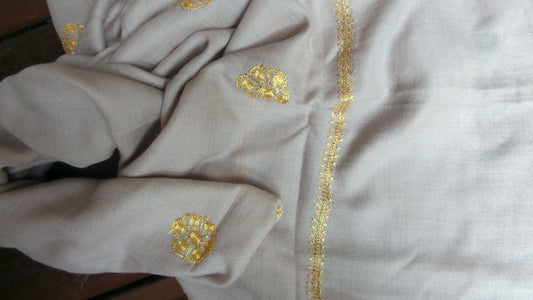 Gray Pashmina Kashmiri Stole-Zariwork
