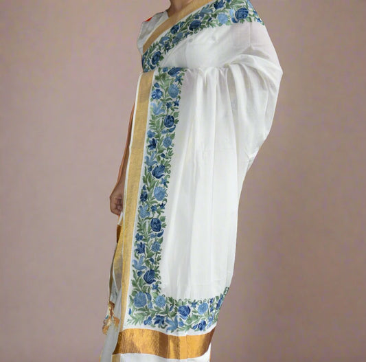 Blue Aariwork Saree