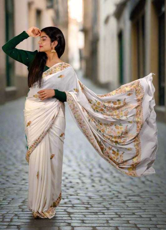 Crepe Kashmiri Aariwork Saree