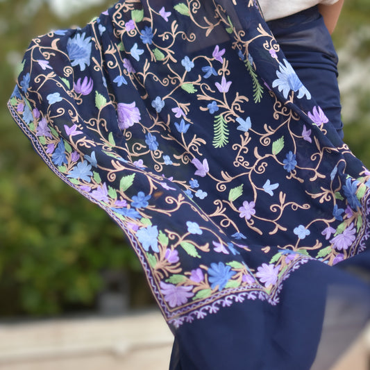 Aariwork Blue Saree