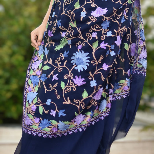 Aariwork Blue Saree