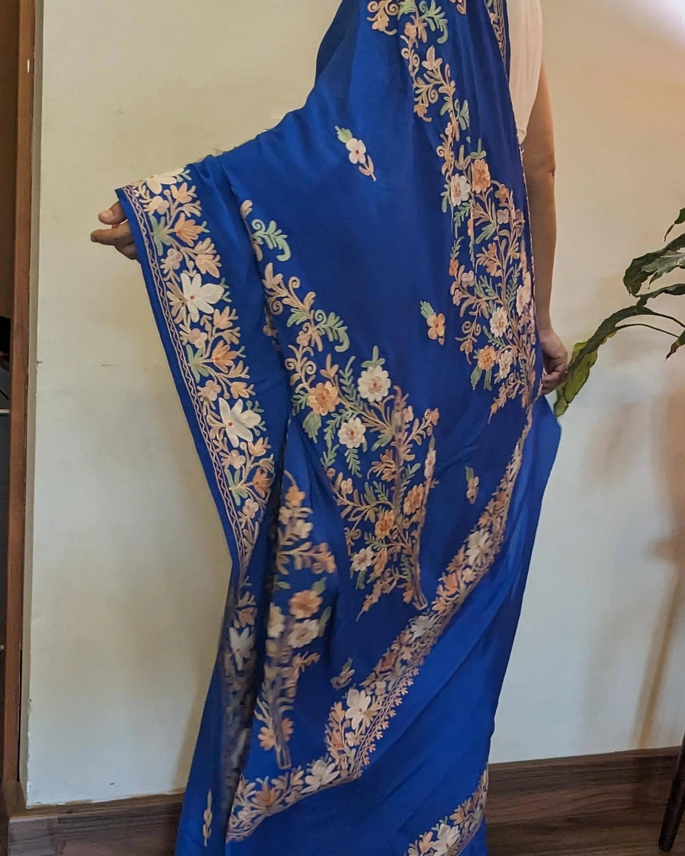 Blue Aariwork Saree