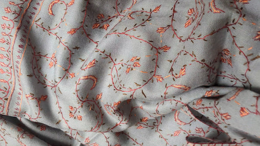Gray Cashmere Jalidar Shawl