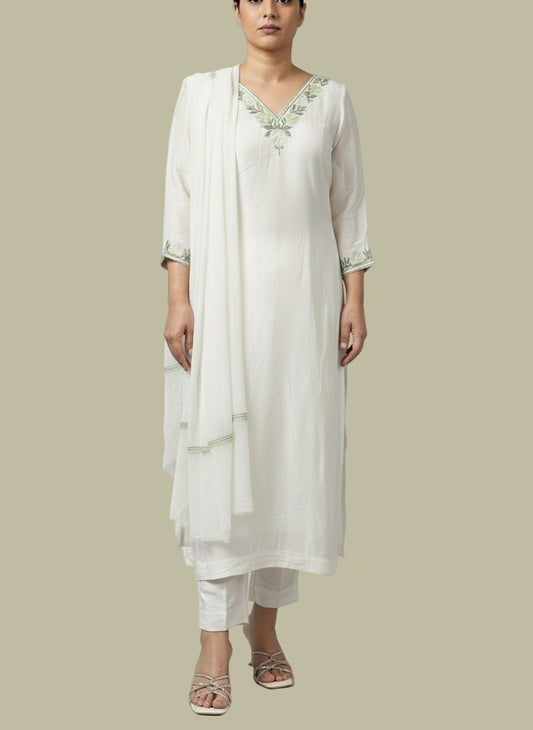 Kashmiri Aariwork Silk Salwar suit