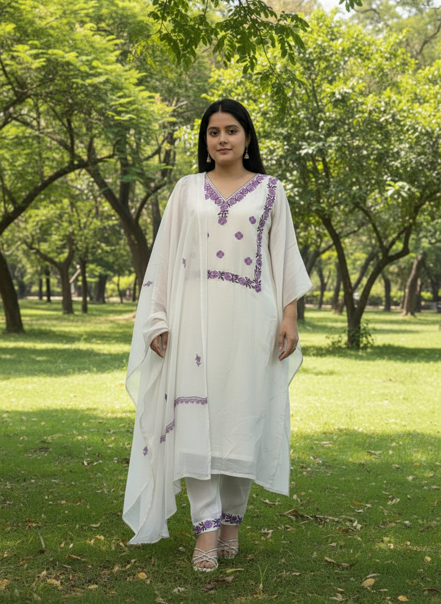 KASHMIRI AARI WORK KAFTAN WITH DUPATTA.
