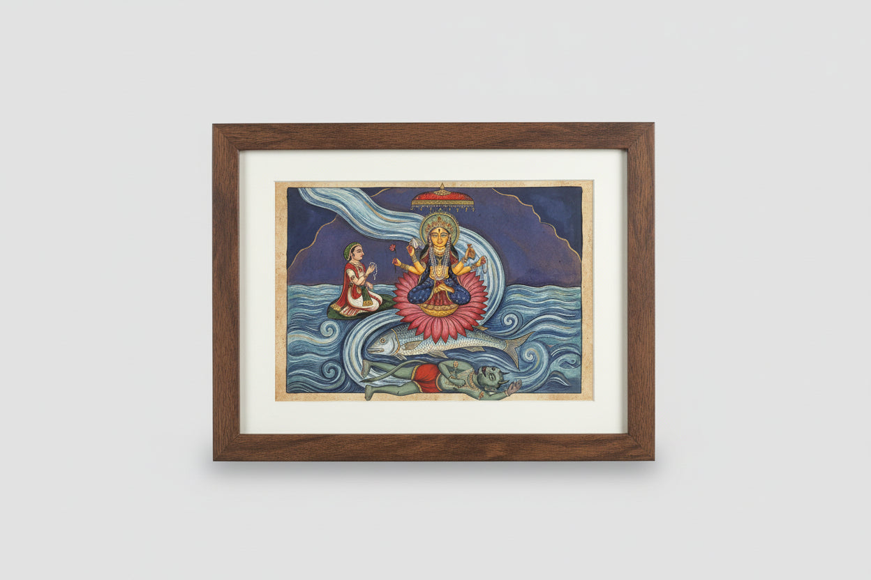 Goddess Vitasta Miniature Painting 19th Century restored