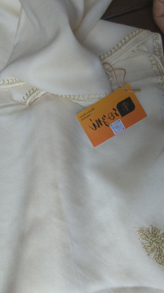Cashmere Stole - Silver Zariwork
