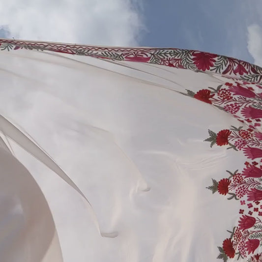 White Aariwork Saree
